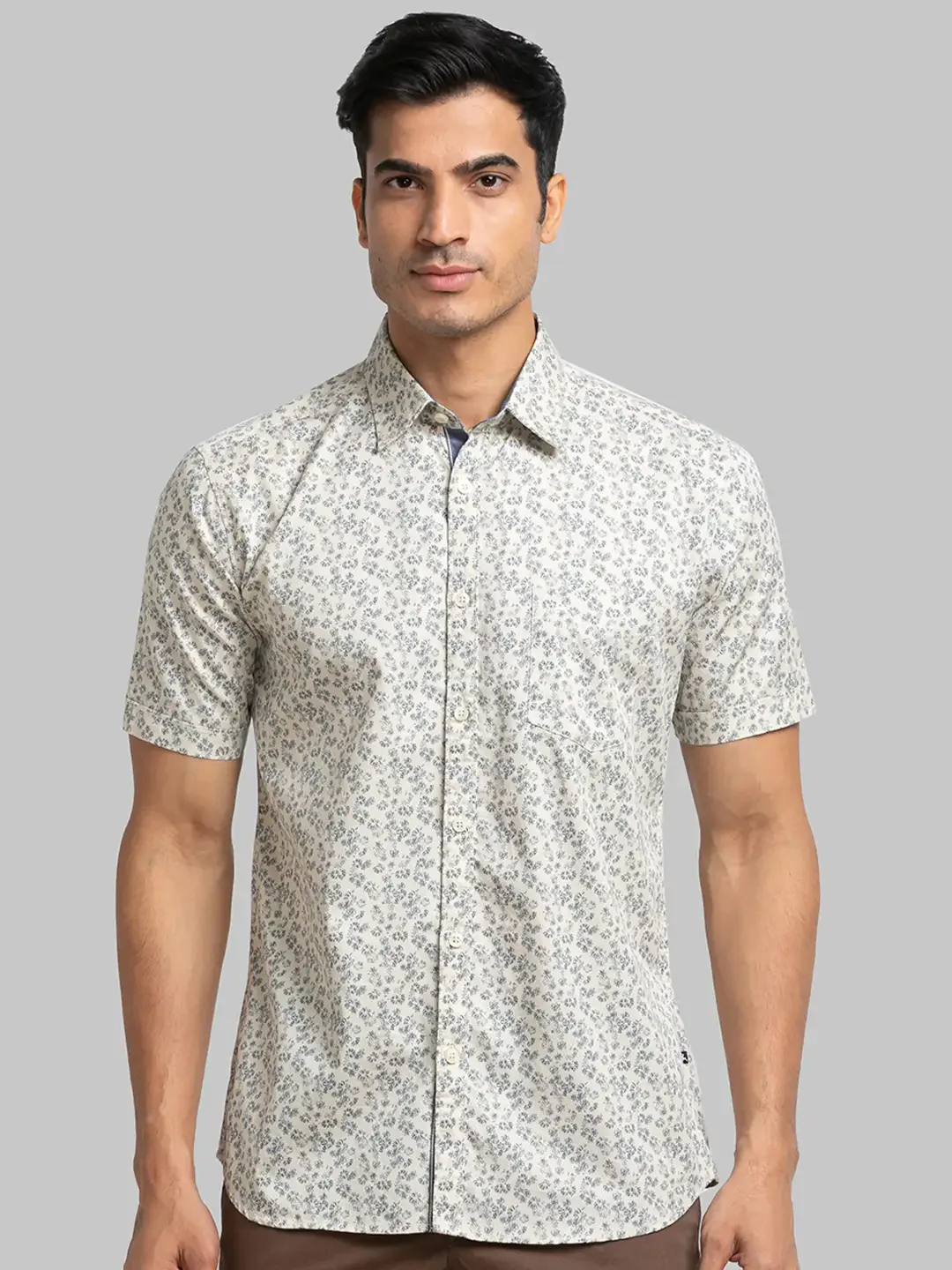 Men Fawn Slim Fit Print Cotton Half Sleeve Shirts