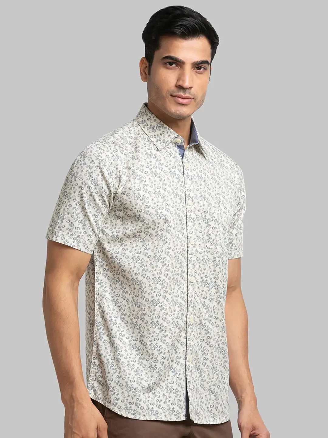 Men Fawn Slim Fit Print Cotton Half Sleeve Shirts - Image 2