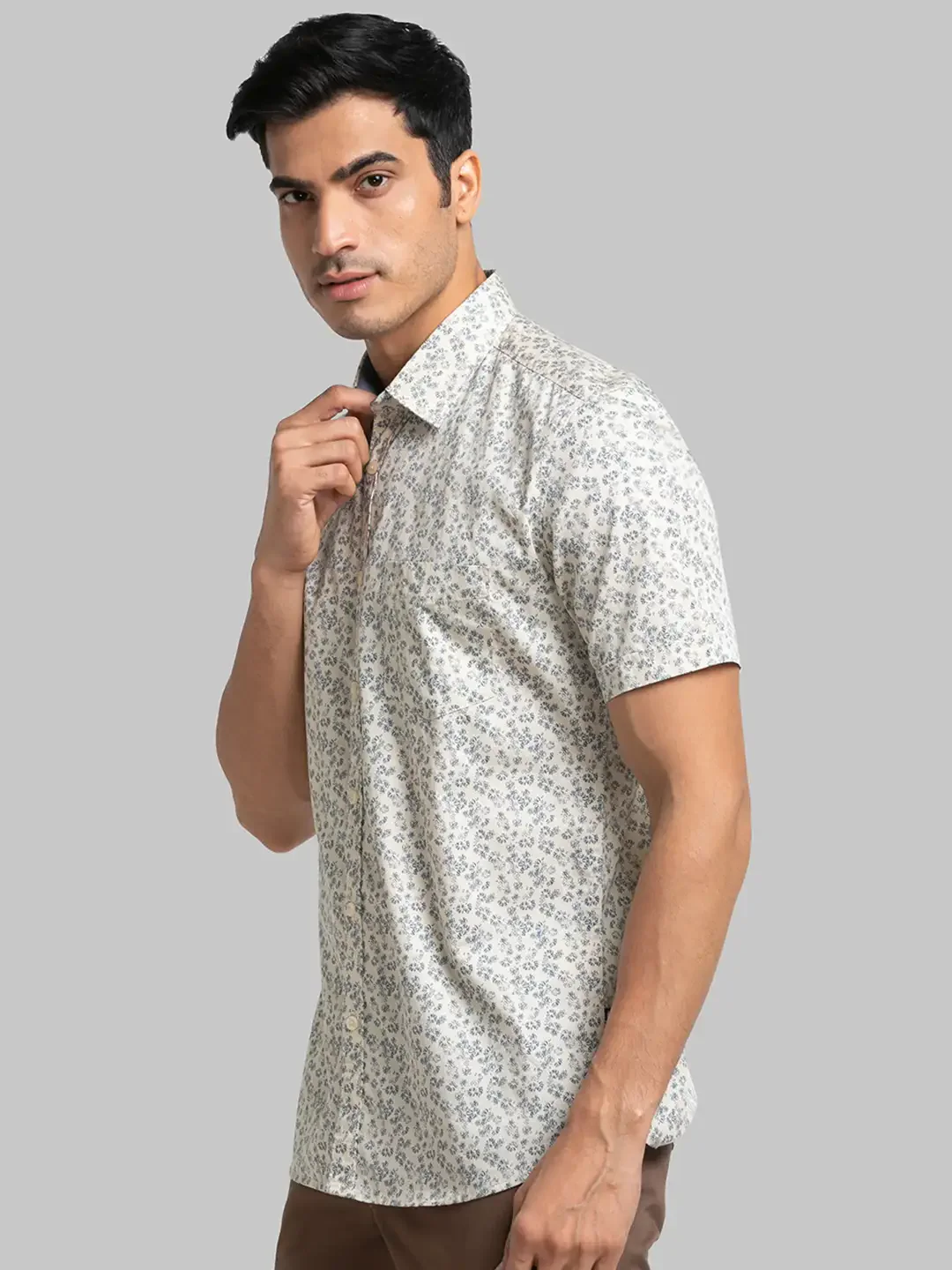 Men Fawn Slim Fit Print Cotton Half Sleeve Shirts - Image 3