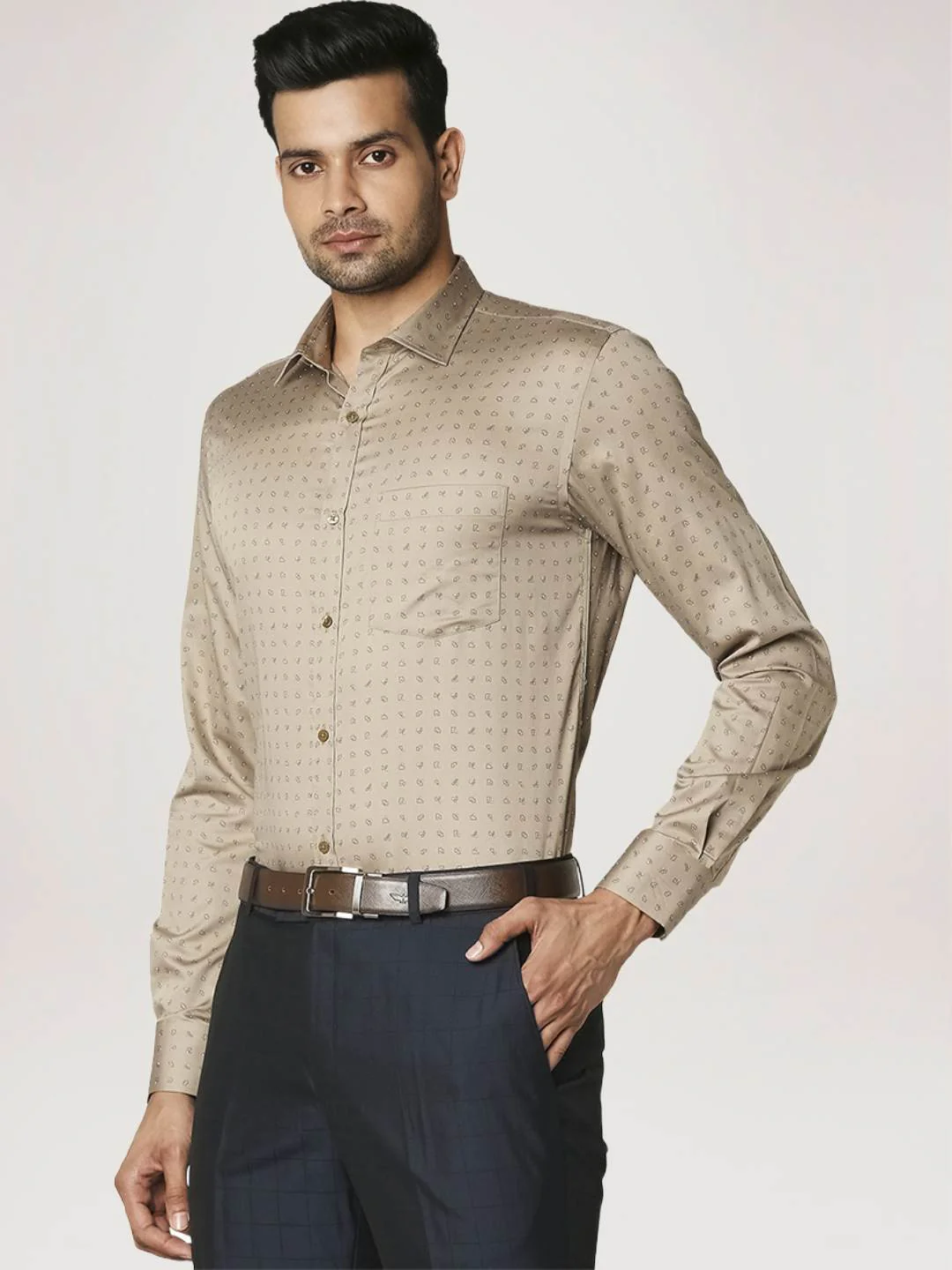 Men Fawn Slim Fit Print Cotton Shirts - Image 4