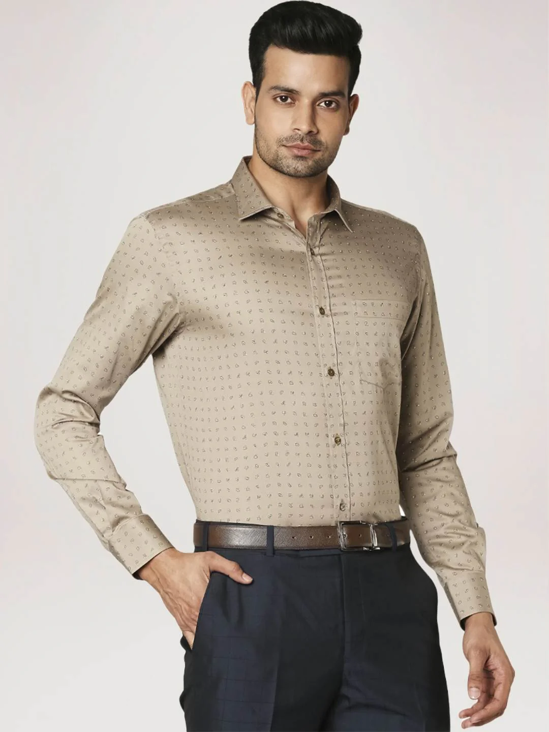 Men Fawn Slim Fit Print Cotton Shirts - Image 5
