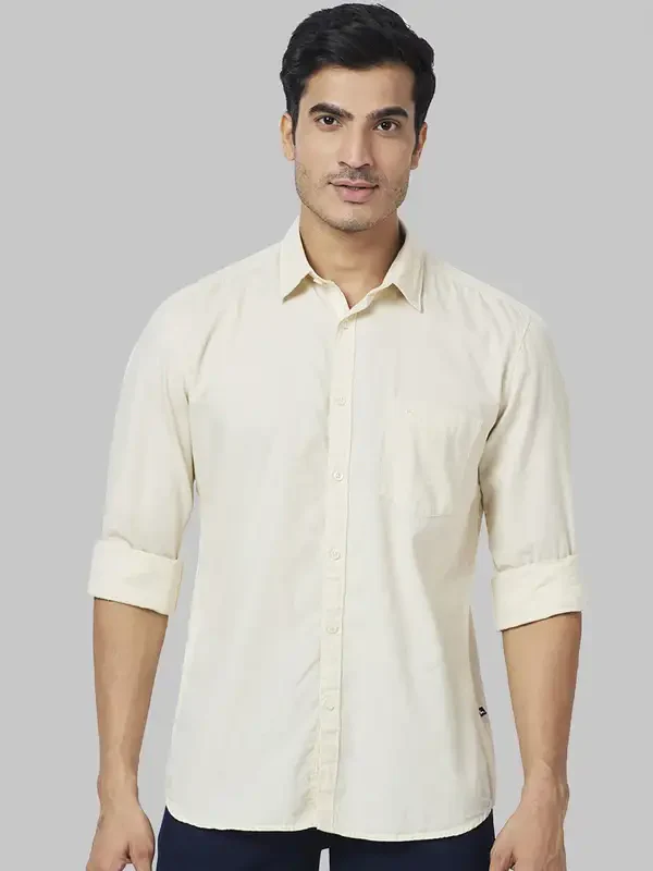 Parx Men Brown Solid Slim Fit Cotton Casual Shirt