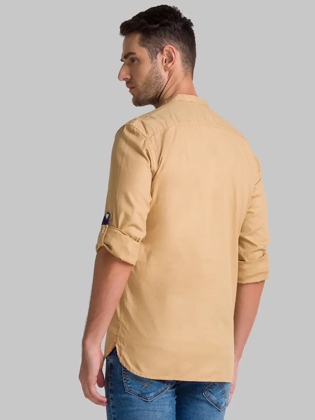 Men Fawn Slim Fit Solid Cotton Full Sleeve Shirts - Image 4
