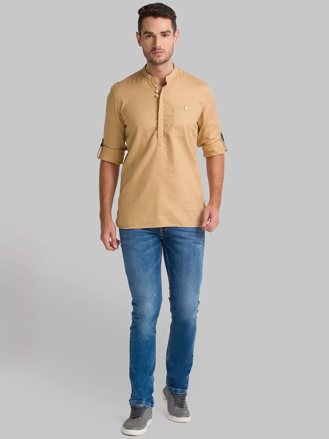 Men Fawn Slim Fit Solid Cotton Full Sleeve Shirts - Image 5