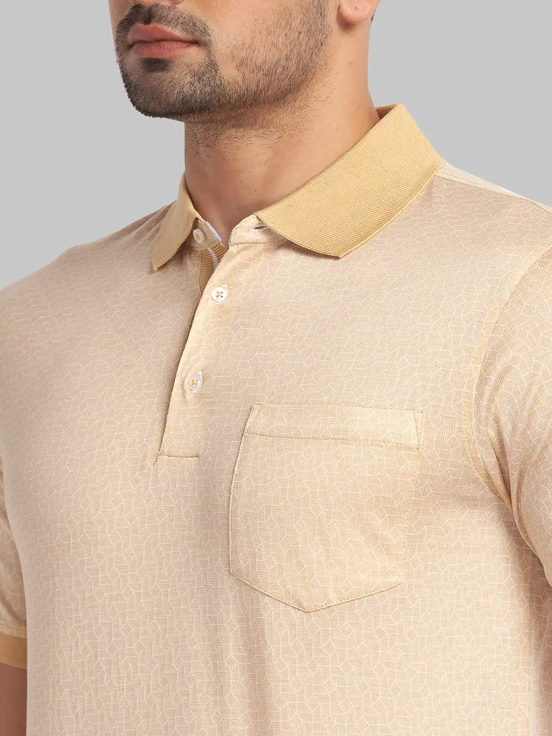 Men Fawn Slim Fit Solid Cotton Round Neck Collar Polo T-Shirt - Image 6