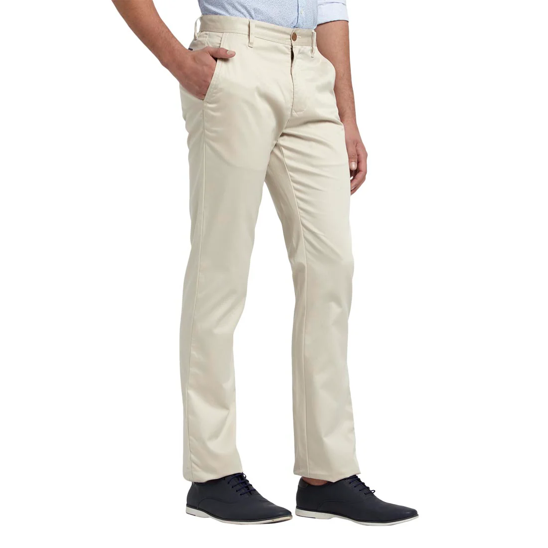 Men Fawn Slim Fit Solid Cotton Trouser - Image 2