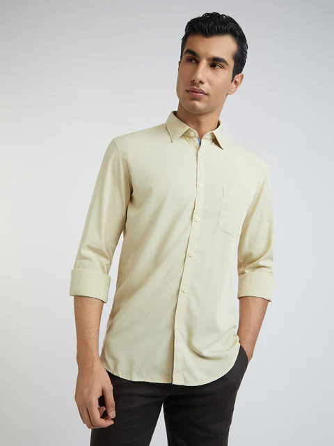 Parx Men Brown Solid Slim Fit Bamboo Blend Casual Shirt