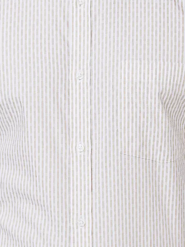 Park Avenue Men Brown Striped Slim Fit Cotton Formal Shirt - Image 7