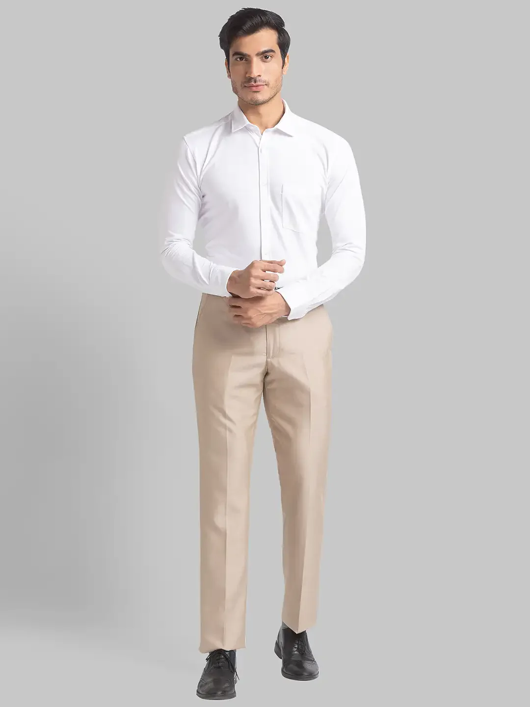 Men Fawn Smart Fit Solid Polyester Blend Trouser - Image 6