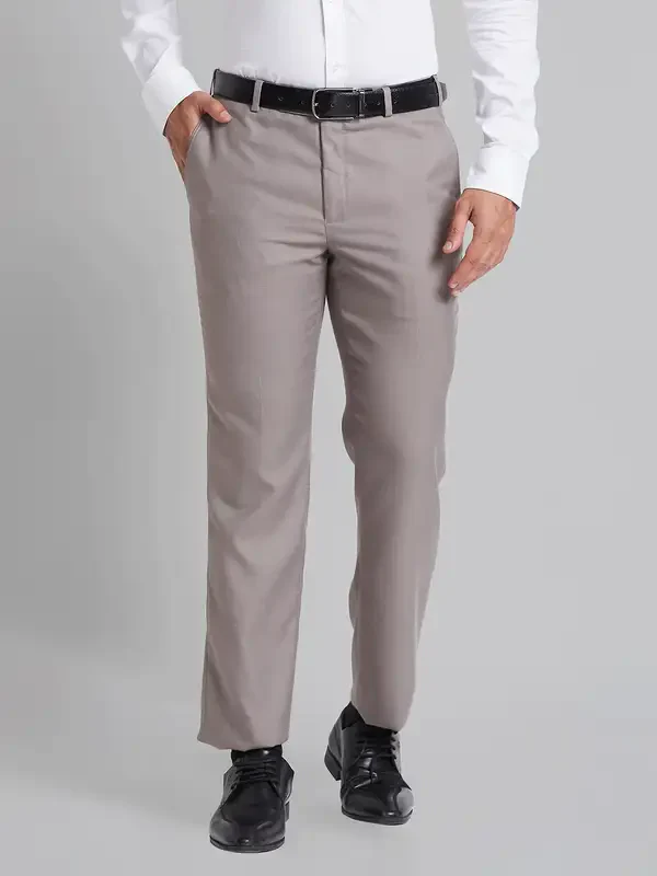 Men Fawn Smart Fit Structure Polyester Blend Trouser