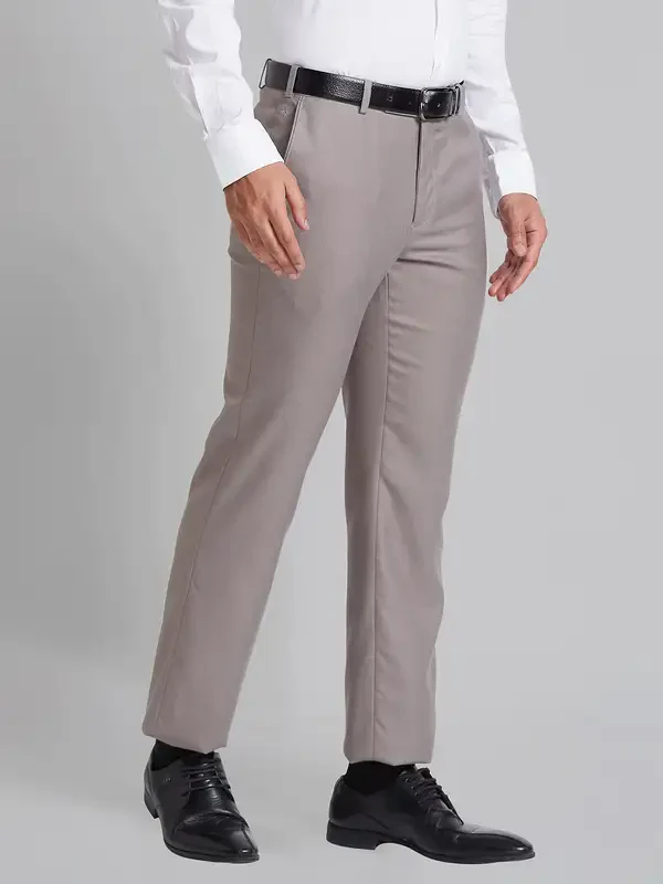 Men Fawn Smart Fit Structure Polyester Blend Trouser - Image 2