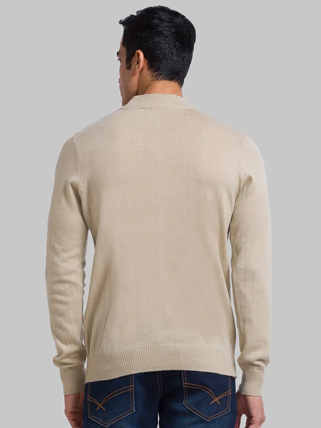 Men Fawn Solid Acrylic Wool Blend Full Sleeve Sweaters - Image 4