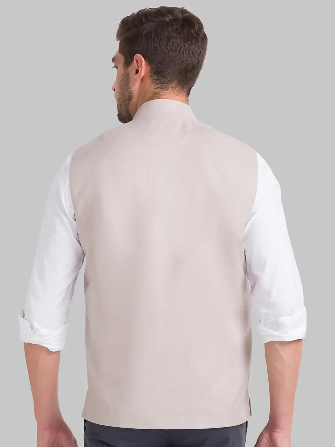 Men Fawn Solid Terry Rayon Blend Waist Coat - Image 4