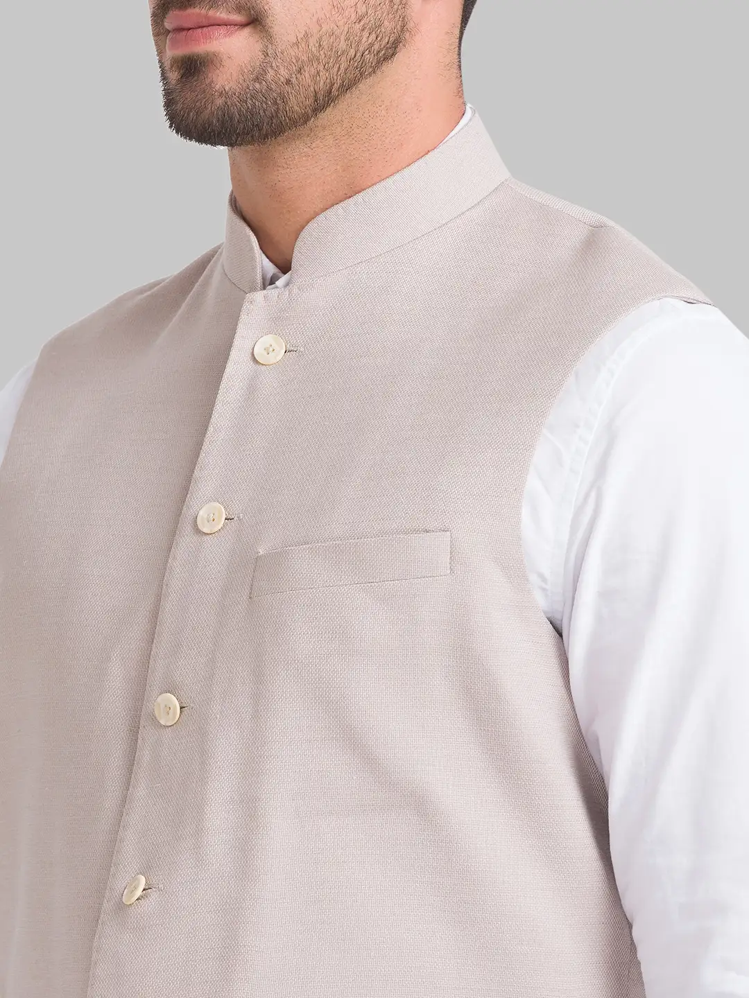 Men Fawn Solid Terry Rayon Blend Waist Coat - Image 6