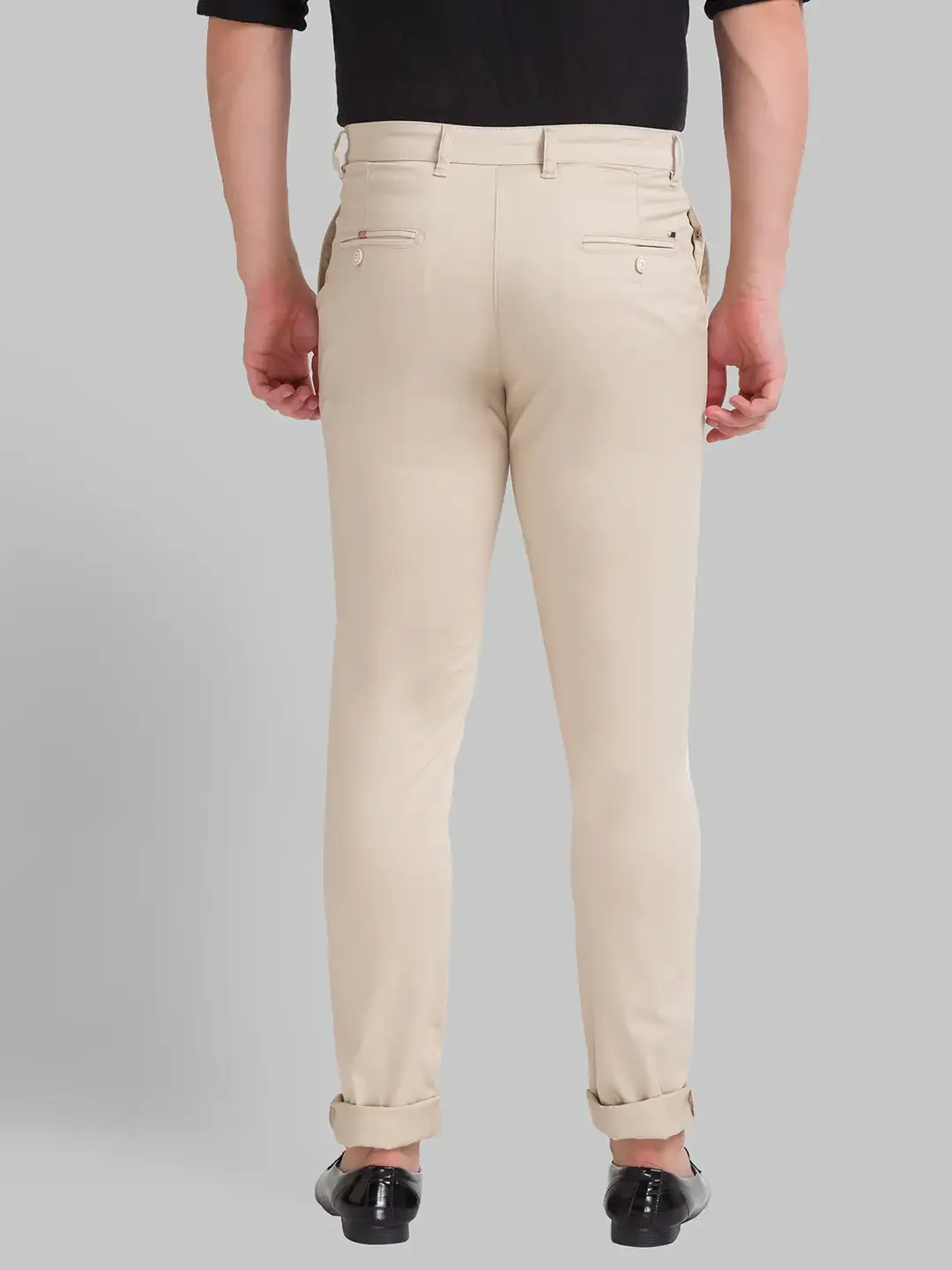 Men Fawn Super Slim Fit Solid Cotton Blend Trouser - Image 4