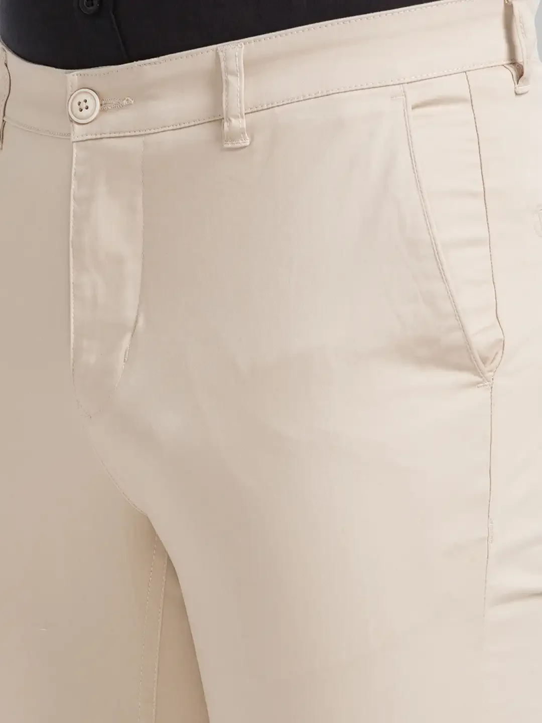Men Fawn Super Slim Fit Solid Cotton Blend Trouser - Image 6