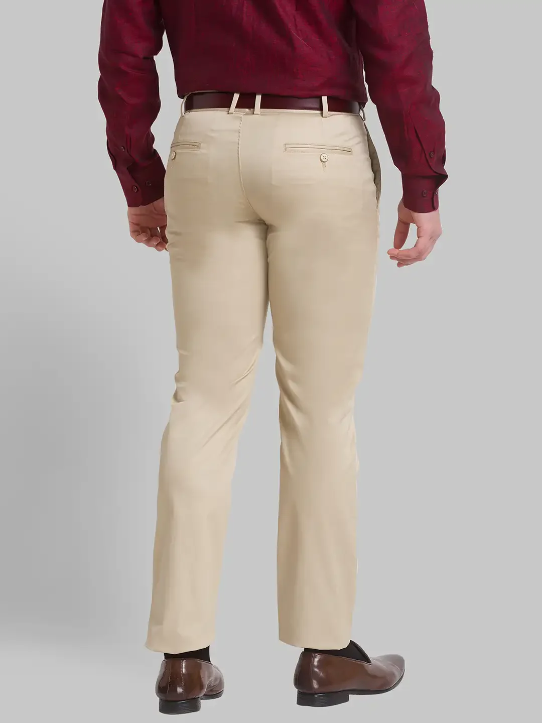 Park Avenue Men Fawn Super Slim Fit Solid Trouser - Image 4