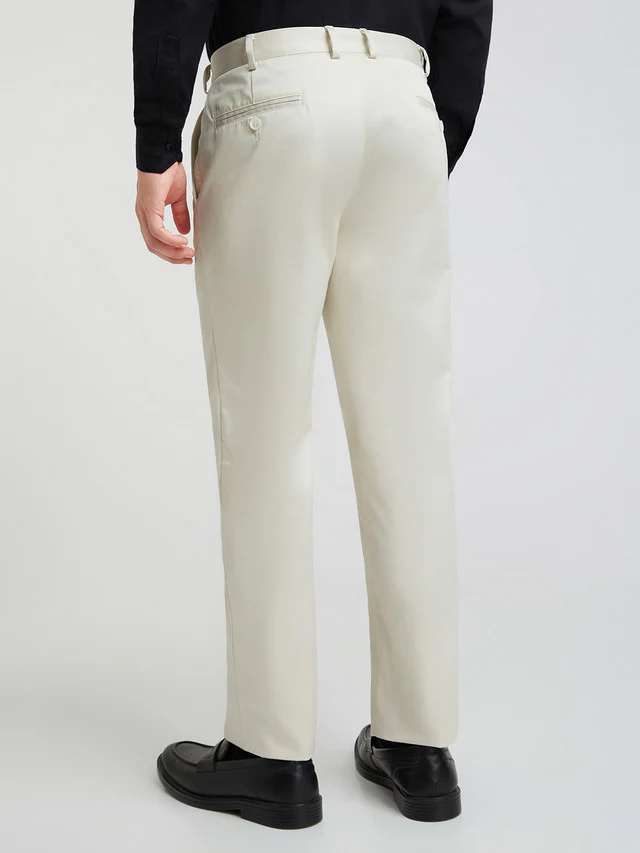 Men Fawn Super Slim Fit Solid Cotton Trouser - Image 4