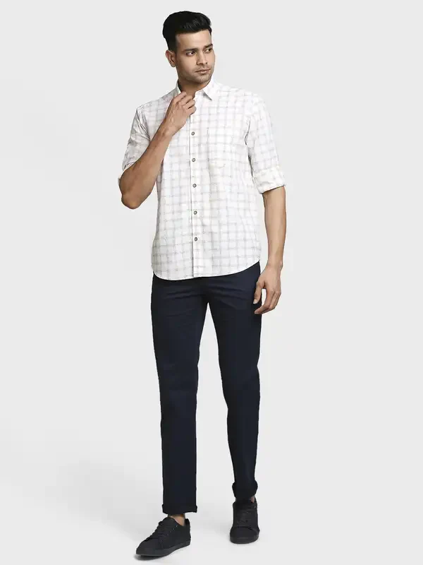 Men Fawn Tailored Fit Checks Cotton Blend Full Sleeve Shirts - Image 5