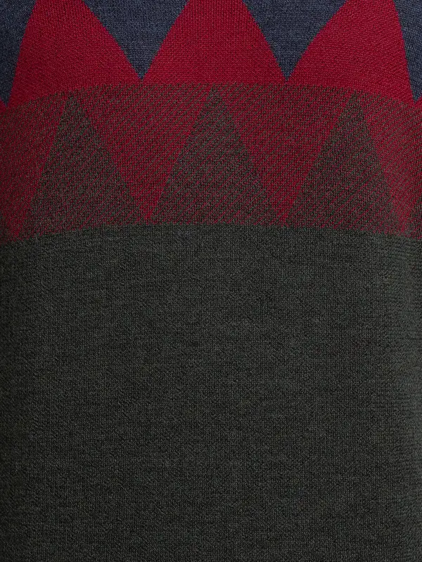 Men Fawn Tailored Fit Jacquard Merino Wool Acrylic Blend Full Sleeve V Neck Collar Sweaters - Image 7