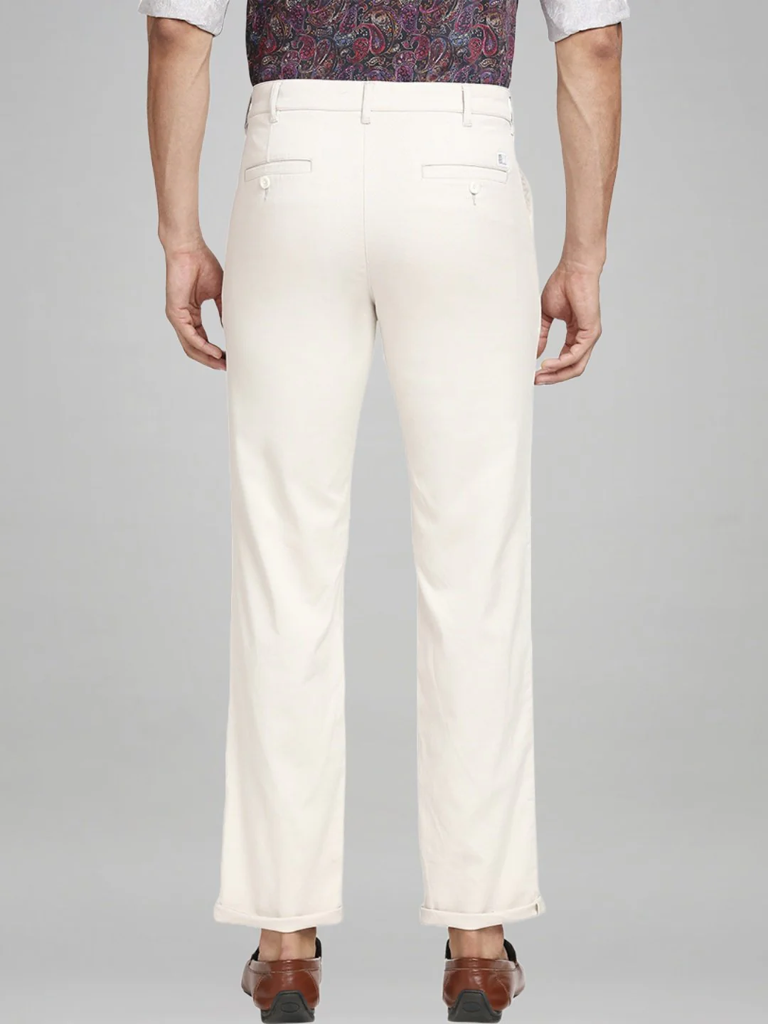 Men Fawn Tailored Fit Solid Cotton Blend Trouser - Image 3