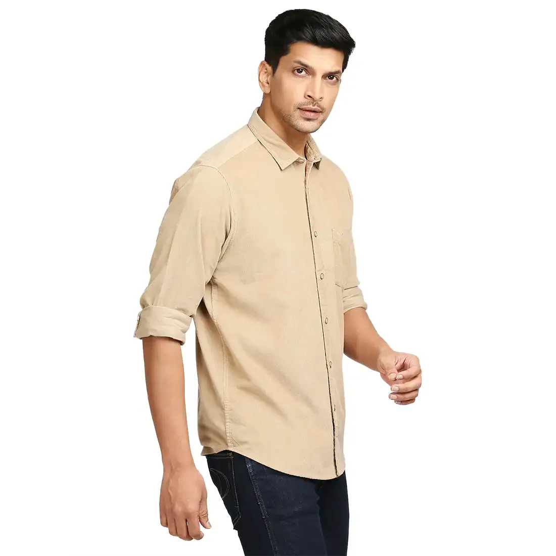 Men Fawn Tailored Fit Solid Piece Dyed Cotton Full Sleeve Shirts - Image 2