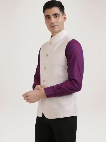 Men Fawn Tailored Fit Yarn Dyed Cotton Blend Jackets - Image 6