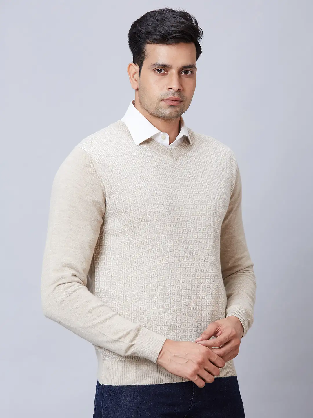 Men Fawn Wrapper Acrylic Blend Full Sleeve Sweaters - Image 2