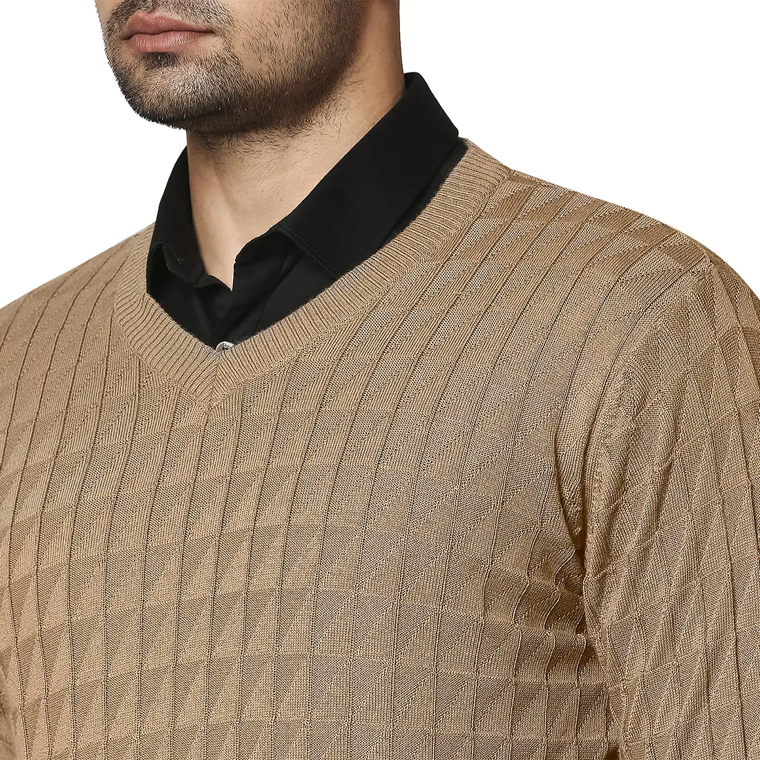 Men Fawn Wrapper Wool Blend Full Sleeve V Neck Collar Sweaters - Image 6