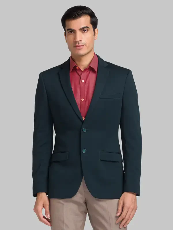 Park Avenue Men Green Active Fit Structure Polyester Jacket