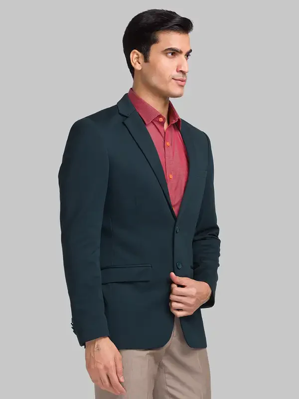 Park Avenue Men Green Active Fit Structure Polyester Jacket - Image 2