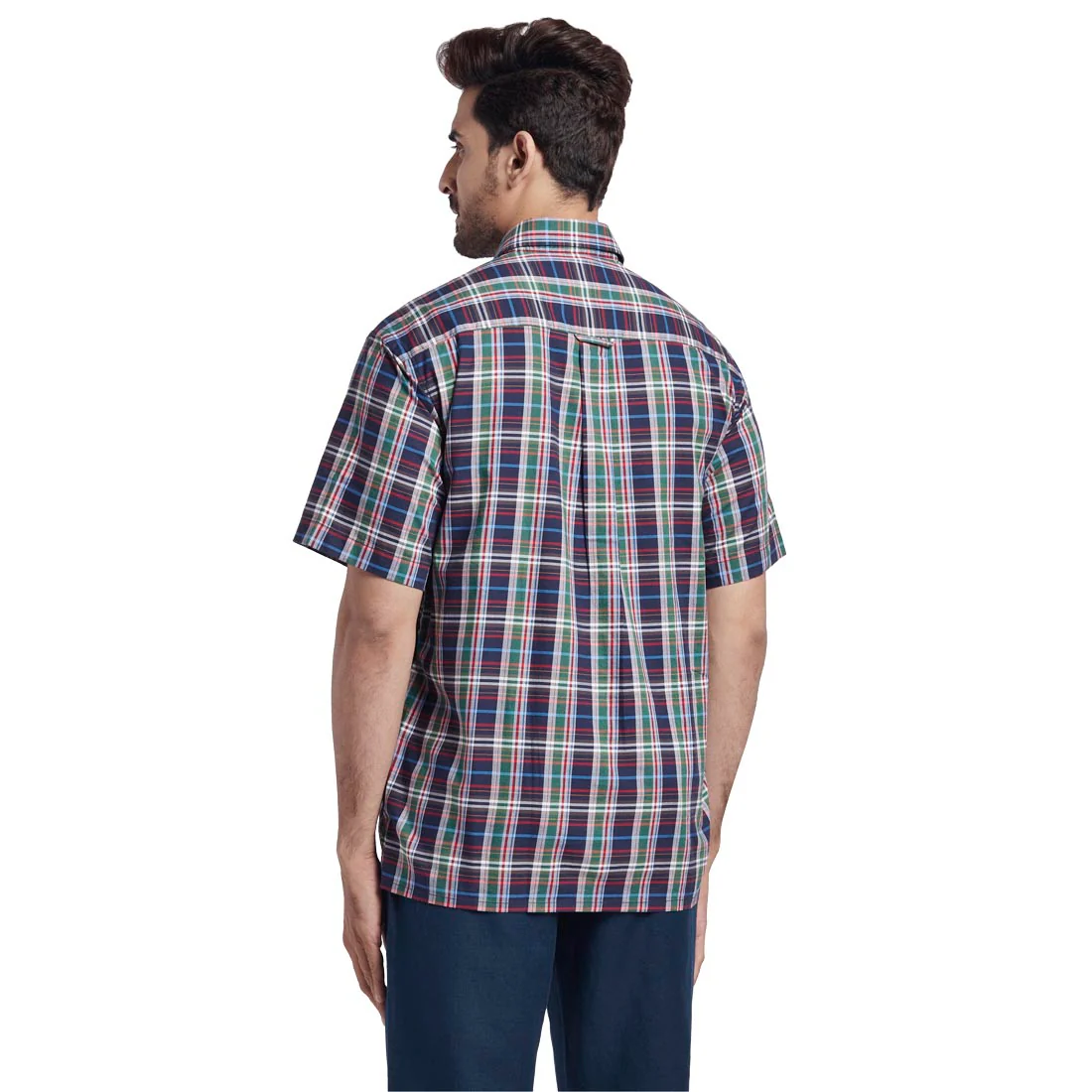 Men Green Classic Fit Checks Cotton Half Sleeve Shirts - Image 4