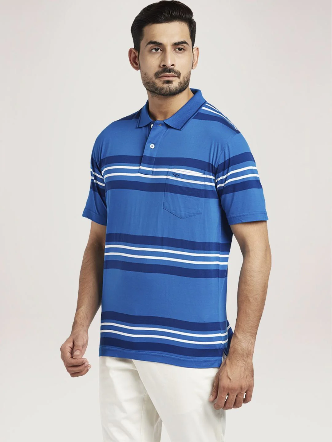 Men Green Classic Fit Stripe Cotton Half Sleeve T-Shirt - Image 6