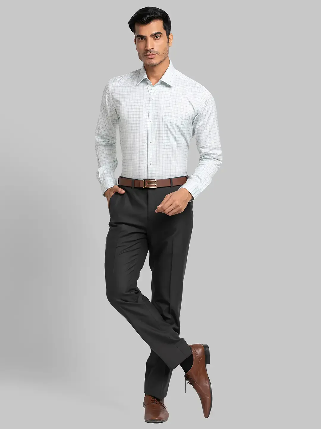 Men Green Contemporary Fit Checks Cotton Cut Collar Shirts - Image 5