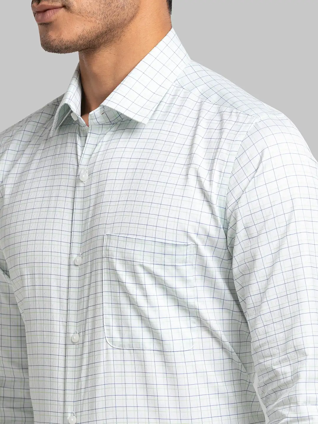 Men Green Contemporary Fit Checks Cotton Cut Collar Shirts - Image 6