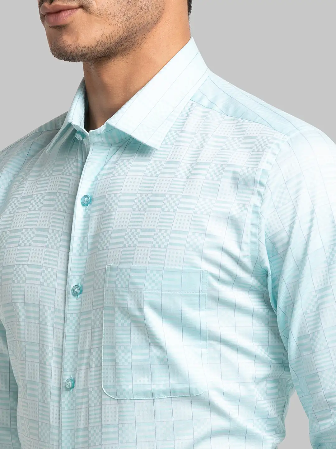Men Green Contemporary Fit Checks Cotton Cut Collar Shirts - Image 6
