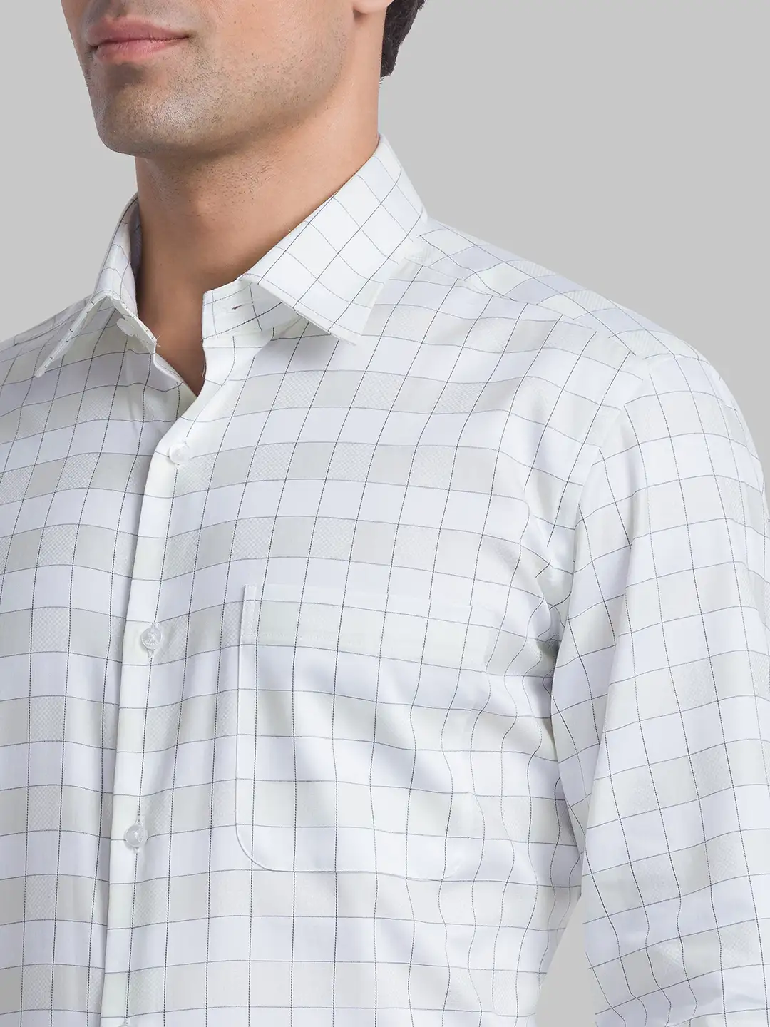 Men Green Contemporary Fit Checks Cotton Cutaway Collar Shirts - Image 6