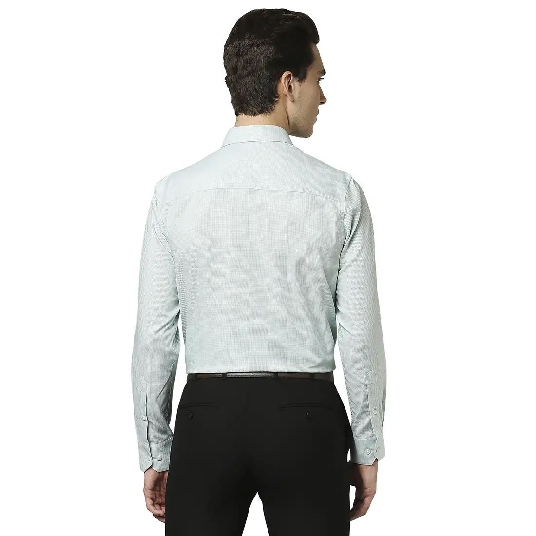 Men Green Contemporary Fit Checks Cotton Full Sleeve Shirts - Image 4