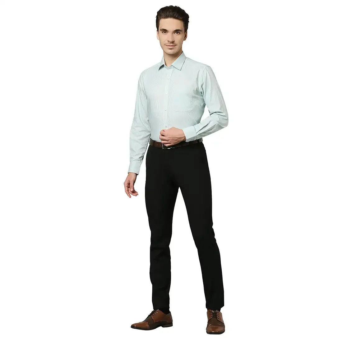 Men Green Contemporary Fit Checks Cotton Full Sleeve Shirts - Image 5
