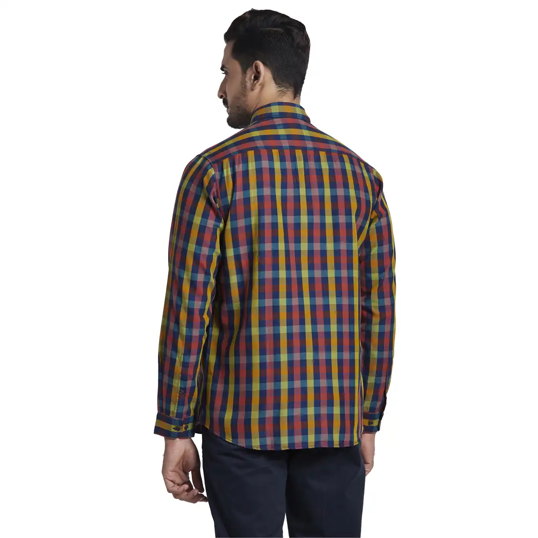 Men Green Contemporary Fit Checks Cotton Full Sleeve Shirts - Image 4