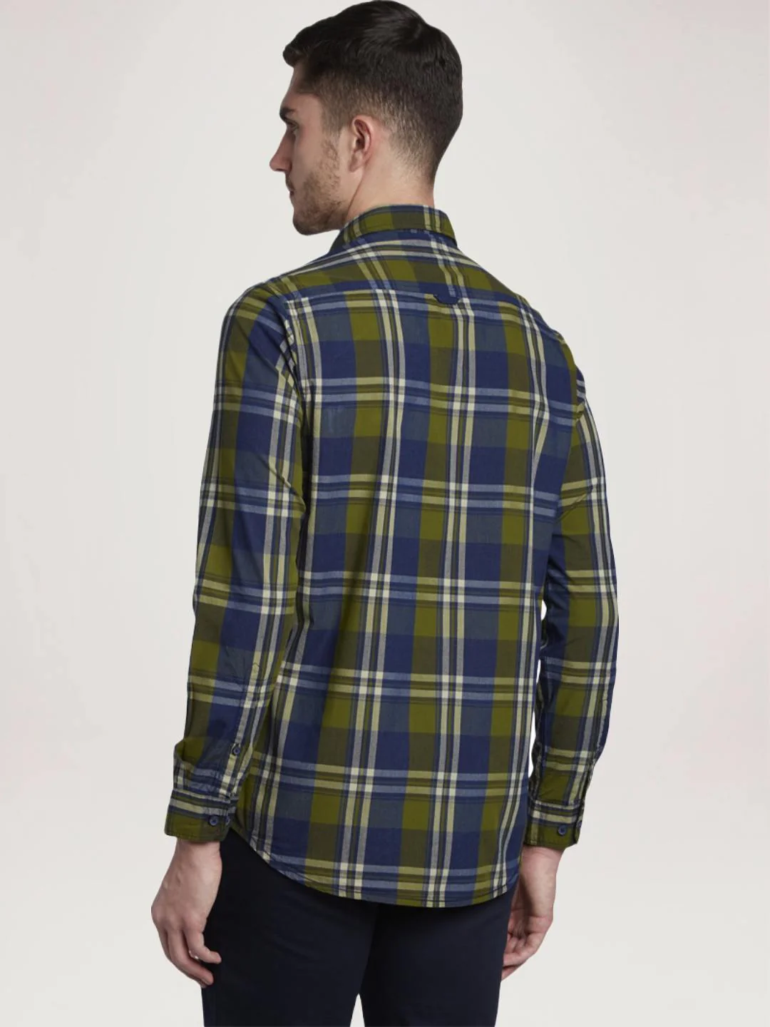 Men Green Contemporary Fit Checks Cotton Full Sleeve Shirts - Image 4