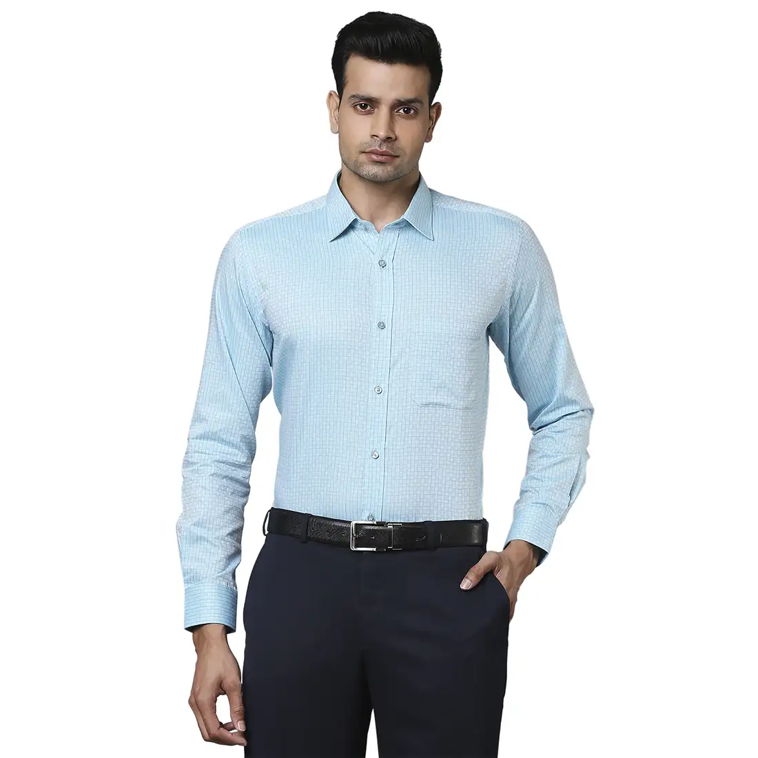 Men Green Contemporary Fit Checks Cotton Full Sleeve Shirts