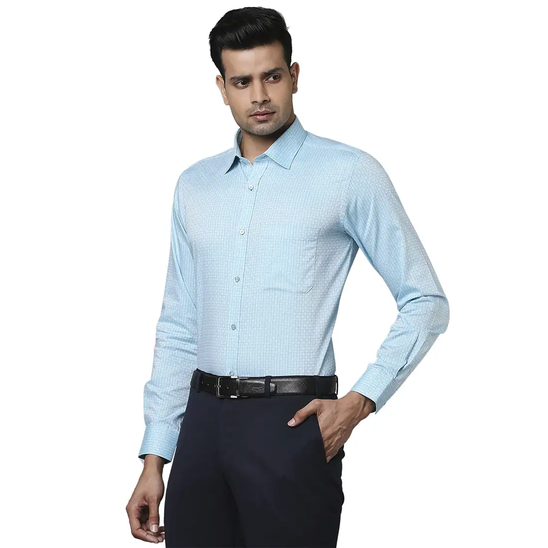 Men Green Contemporary Fit Checks Cotton Full Sleeve Shirts - Image 3