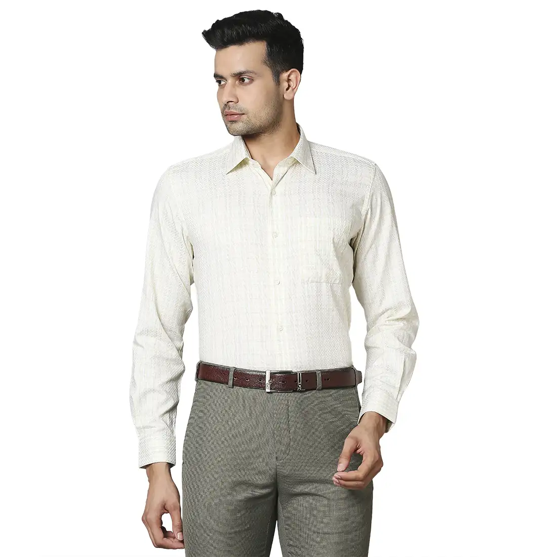 Men Green Contemporary Fit Checks Cotton Shirts