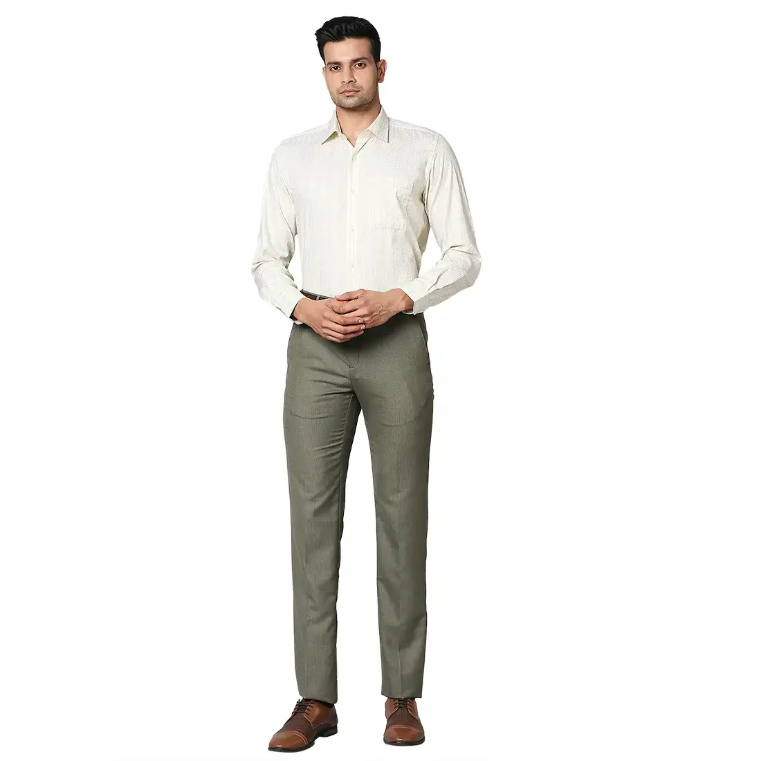 Men Green Contemporary Fit Checks Cotton Shirts - Image 5