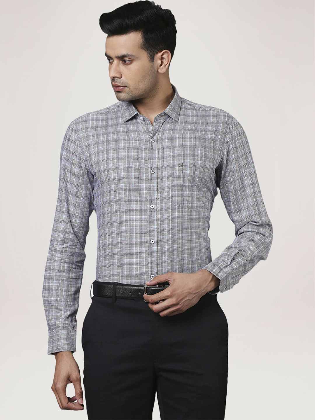 Men Green Contemporary Fit Checks Cotton Shirts