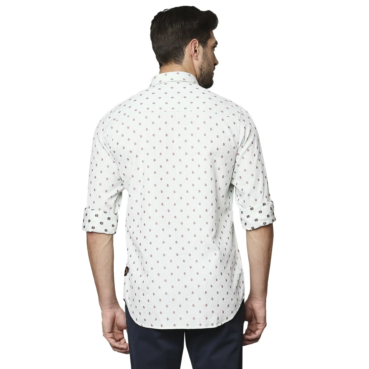 Raymond Men White Jacquard Contemporary Fit Cotton Casual Shirt - Image 4