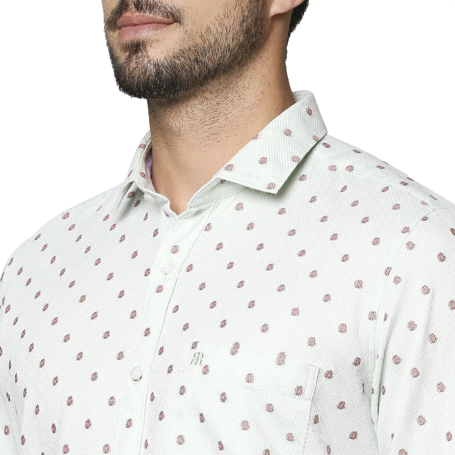 Raymond Men White Jacquard Contemporary Fit Cotton Casual Shirt - Image 6