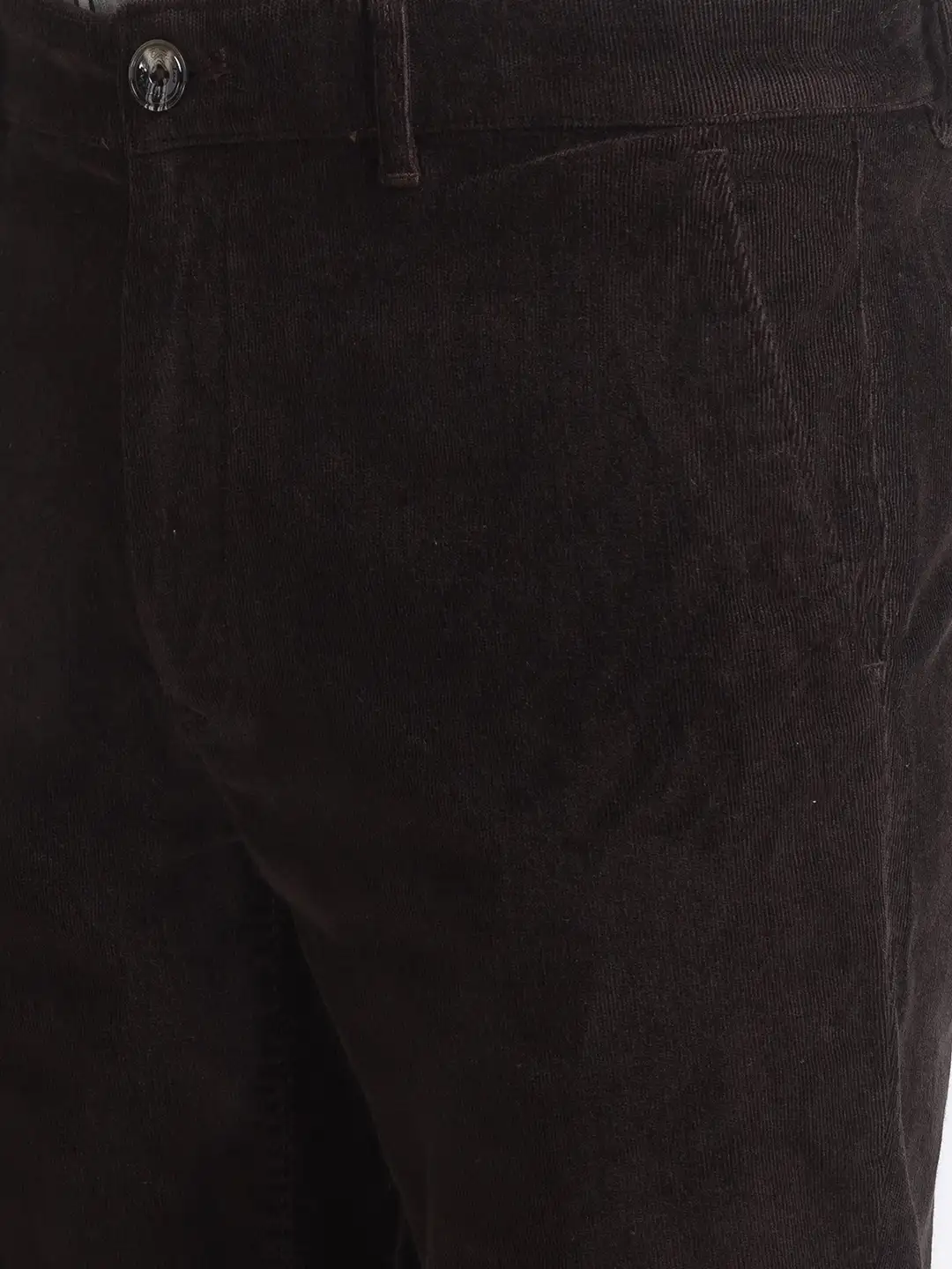 Men Green Contemporary Fit Solid Cotton Blend Trouser - Image 6