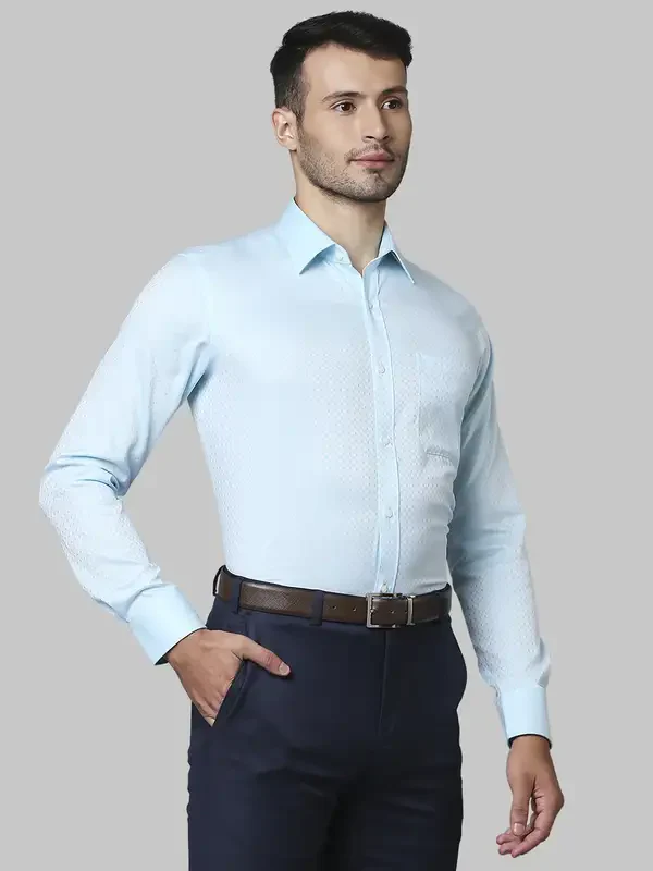 Men Green Contemporary Fit Structure Cotton Full Sleeve Shirts - Image 2